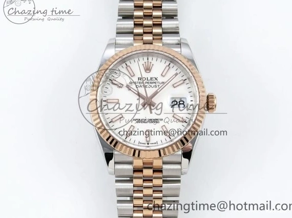 MiroTime 1222 DateJust 36 126231 APF 1:1 Best Edition 904L Steel White Sitck Dial on SS RG Jubilee Bracelet VR OnTrend 1589